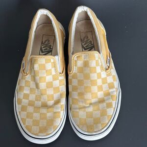 VANS Classic Slip On Checker Yellow & White Low Top Men 6/Wo 7.5 Skater Sneaker
